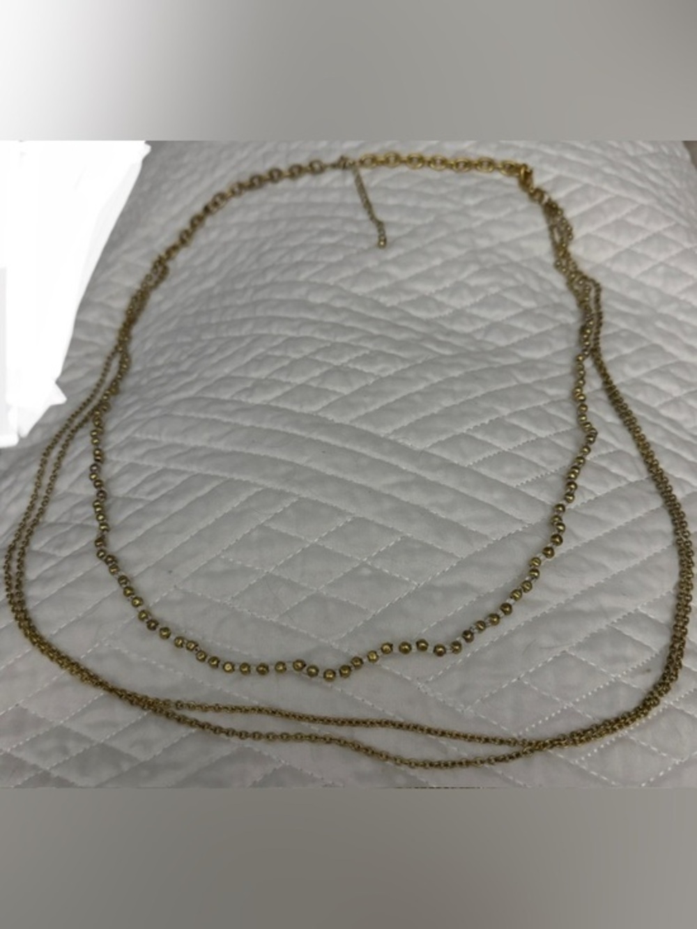 Gold Triple Layered Beaded Necklace - Women's Jewelry